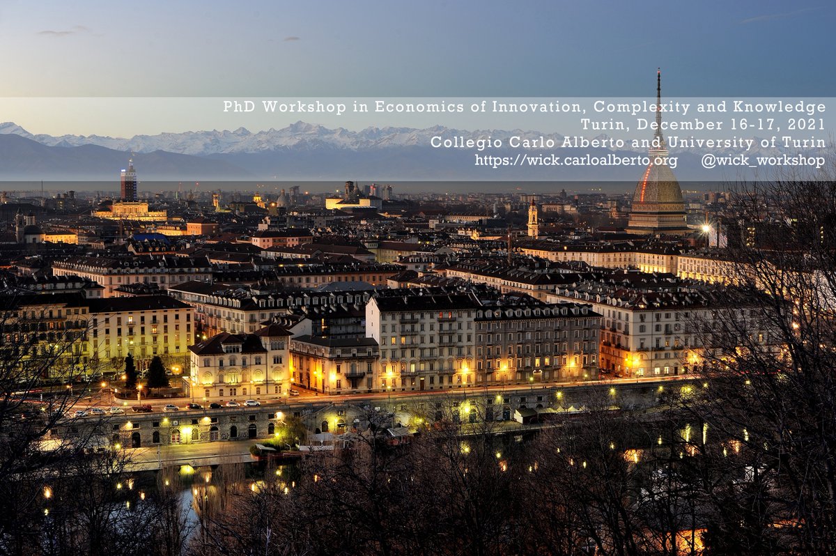 wick_workshop's tweet photo. 1 DAY LEFT TO APPLY!
The deadline for abstracts is tomorrow, apply and share the call!
The #wick9 PhD workshop on Economics of Innovation, Complexity and Knowledge, will take place in Turin, dec 16-17th 2021.
https://t.co/kuNhPnfg1r
#econtwitter https://t.co/dEjDPvgzS2