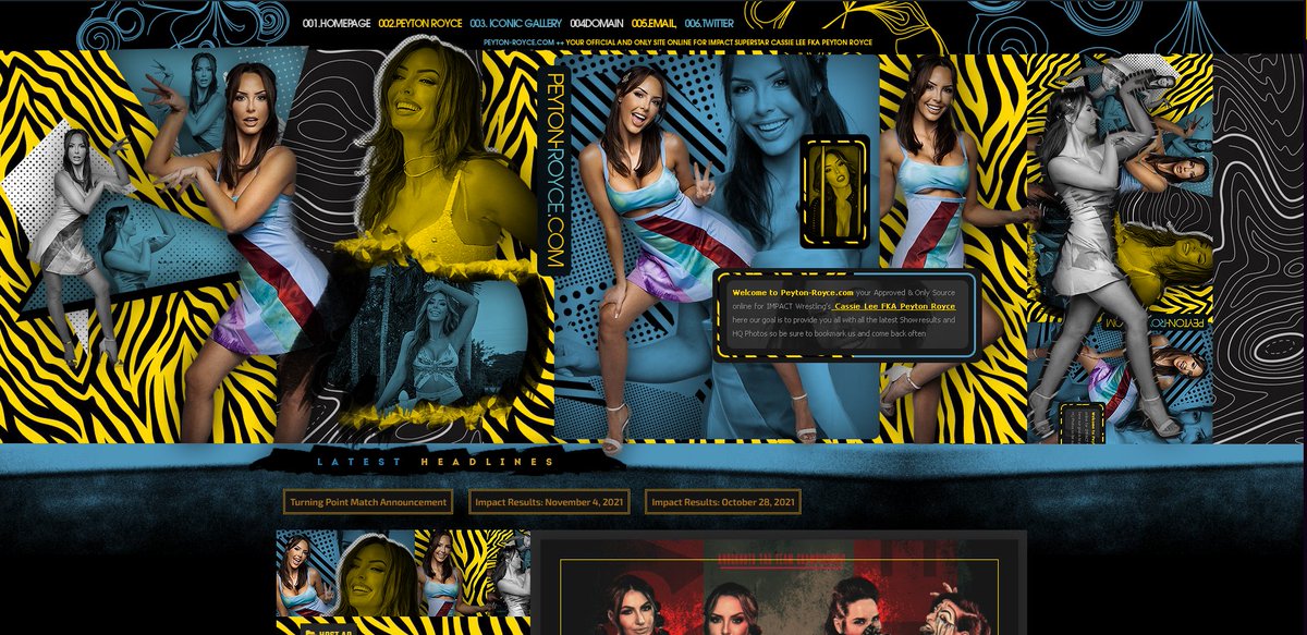 CassieLeeNet's tweet photo. Last but not least here is our brand new main site layout thanks to @designtopia as well we absolutely LOVE all the new layouts &amp; hope you all do as well ☺️ https://t.co/3goP9fwye9 #CassieLee #PeytonRoyce #ImpactWrestling #TheIInspiration https://t.co/UNbEiBiqp9