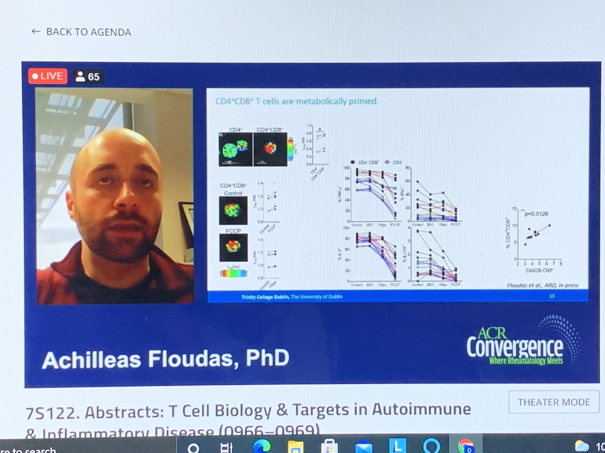 CardArthritis's tweet photo. Great talk @Achilleasfloud @CardArthritis @MolecularTcd @tcdTBSI @Arthritisie @UCD_Research CD4+CD8+ polyfunctional Tcells are in the joints of ‘at risk’ subjects before clinic RA is detected #ACR21 https://t.co/QqB2khXgxJ