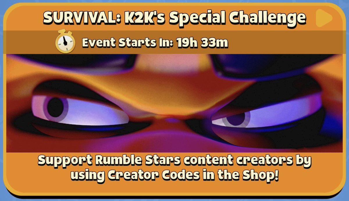 RumbleStars's tweet photo. Get ready for our #CreatorsWeek from November 8th to 14th!
▶ Join and play Daily Special Events created by our Content Creators, and support them by using Creator Codes in the Shop!
▶ Collect a Legendary Chest after completing each Creator's Event https://t.co/JjBhLCiMTr