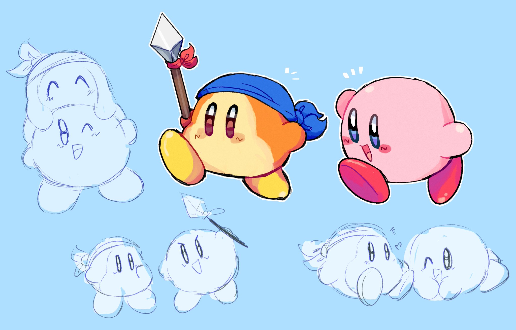 “Kirby and Bandana Waddle Dee; the best friends forever! #fanart #Kirby #Ni...