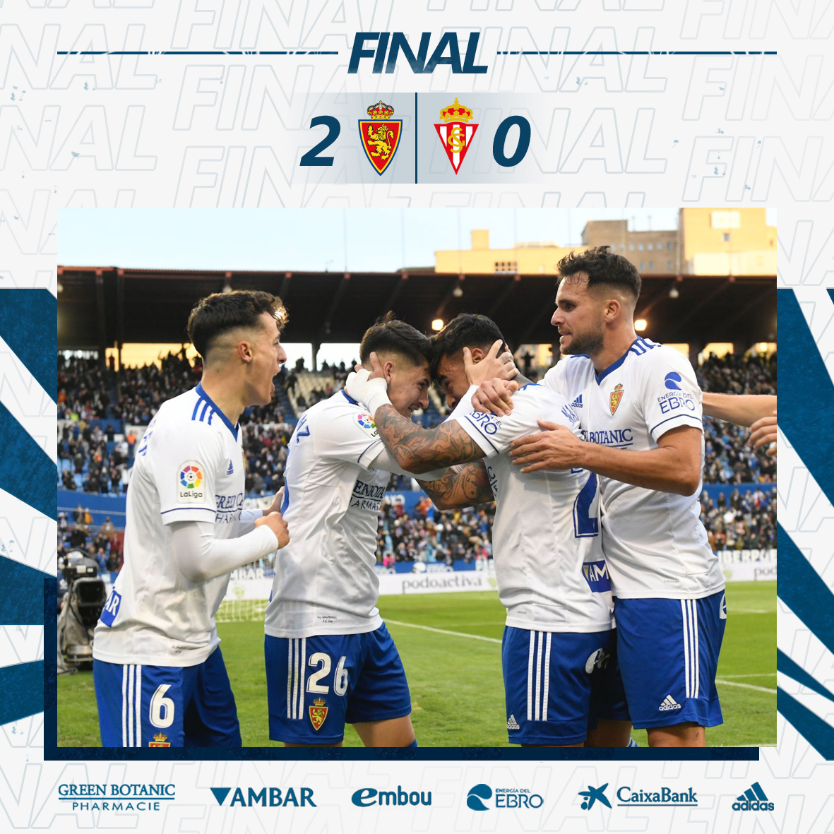 94' | 2-0 | ¡¡FINAAAAAAAAAAAAAAAAL!! 

🙌😄 Gran victoria del #RealZaragoza en La Romareda.

#RealZaragozaRealSporting
#VamosRZ 🔵⚪🦁