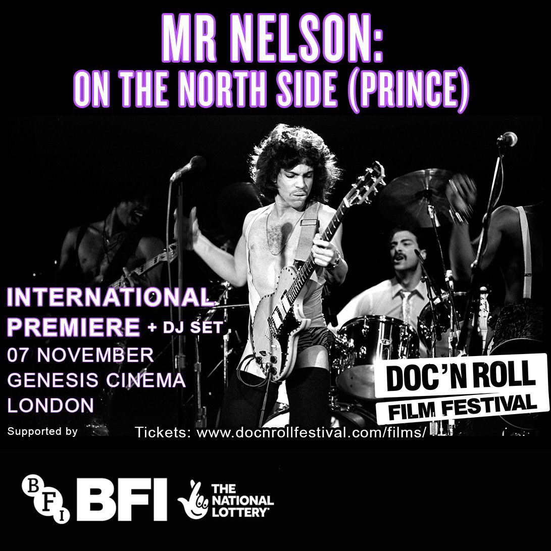 artdirectionk's tweet photo. #SundayFunday the World Premiere of MR NELSON : ON THE NORTH SIDE - #DocNRollFest @GenesisCinema #EastLondon #Prince #Documentary #Prince4Ever 💜☮️ #Minneapolis @Mr_Nelson_Film @DocNRollFest I 💜 #London. The cinema bar is blasting Prince tunes 🎵 https://t.co/eoPtIEqIko