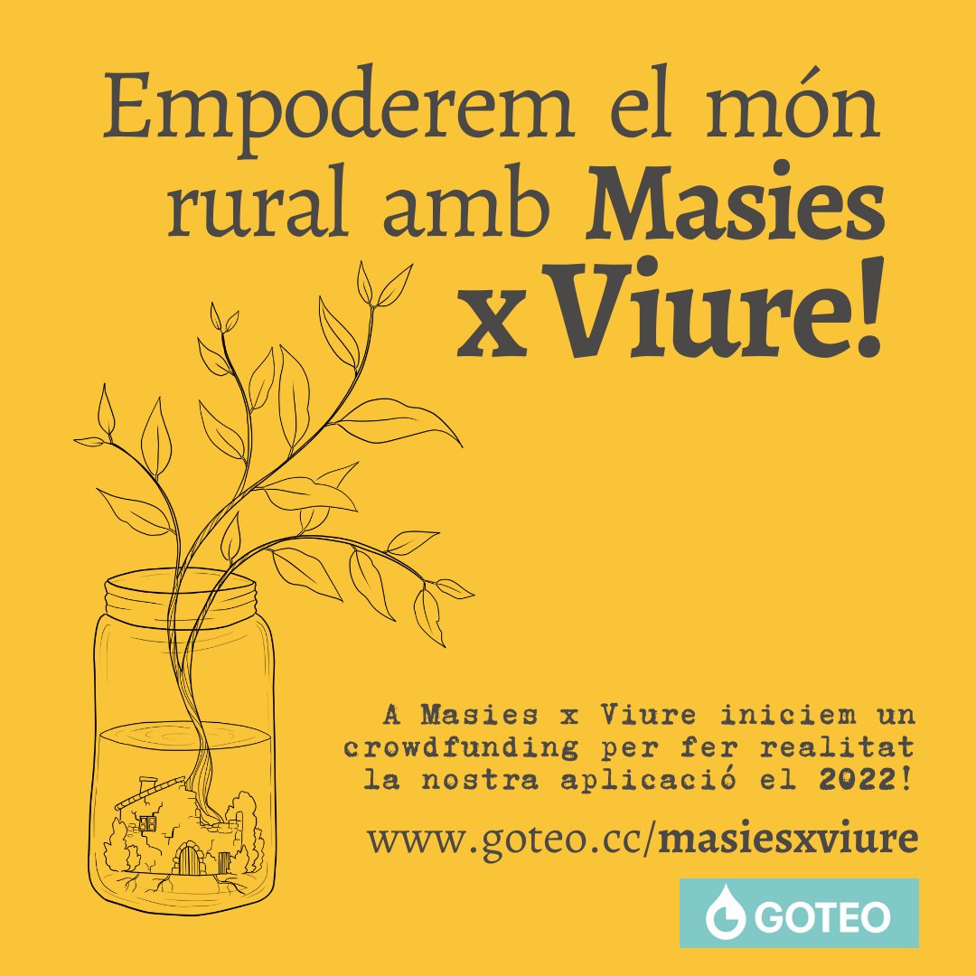 Masies_x_Viure's tweet photo. 👉Avui diumenge toca presentar-vos una nova recompensa del nostre micromecenatge a @goteofunding, la recompensa "X USUARIS/ES"!

Col·laborant, faràs possible que es pugui dur a terme el desenvolupament de la 1a versió de l'aplicació i aconseguiràs una SUBSCRIPCIÓ ANUAL! https://t.co/uvIcHSef3A