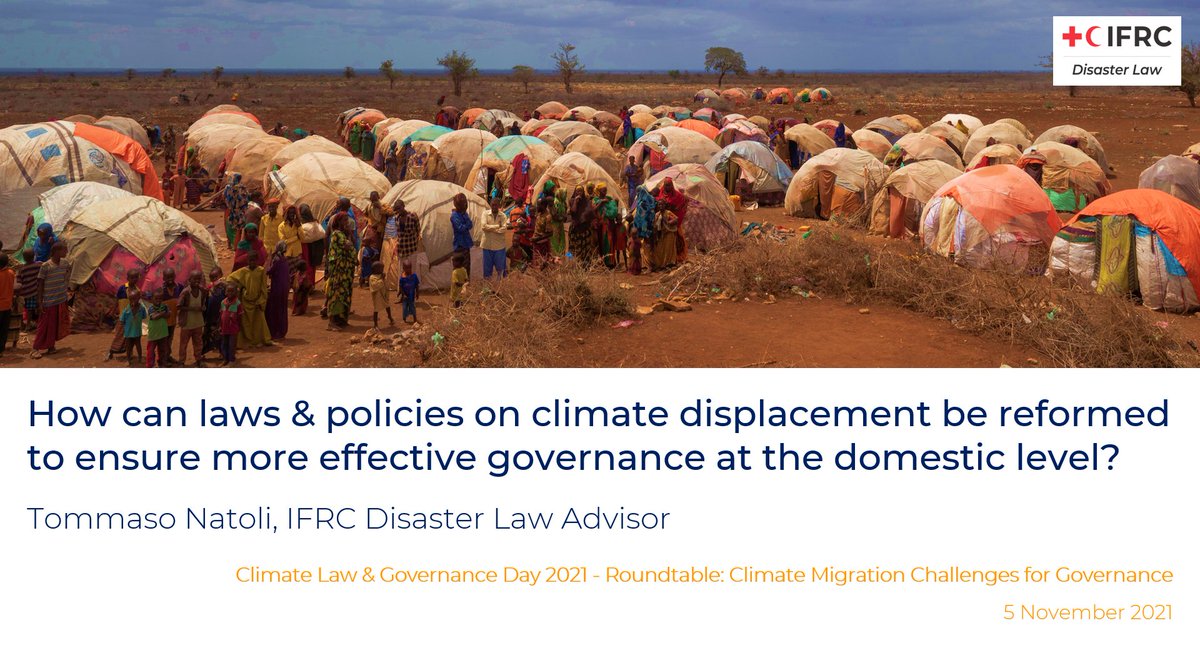 Disaster_Law's tweet photo. At the @CLGInitiative roundtable for Climate Migration Challenges for Governance, our colleague @TommasoNatoli presented on how laws & policies on #climatedisplacement can be reformed to ensure more effective governance at the domestic level.
#CLGD2021 #COP26Glasgow https://t.co/OJyQwYt1pJ