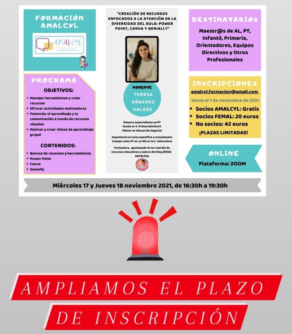 ¡Atención! ¡Ampliamos el plazo de inscripción! 
#formaciónAMALCYL