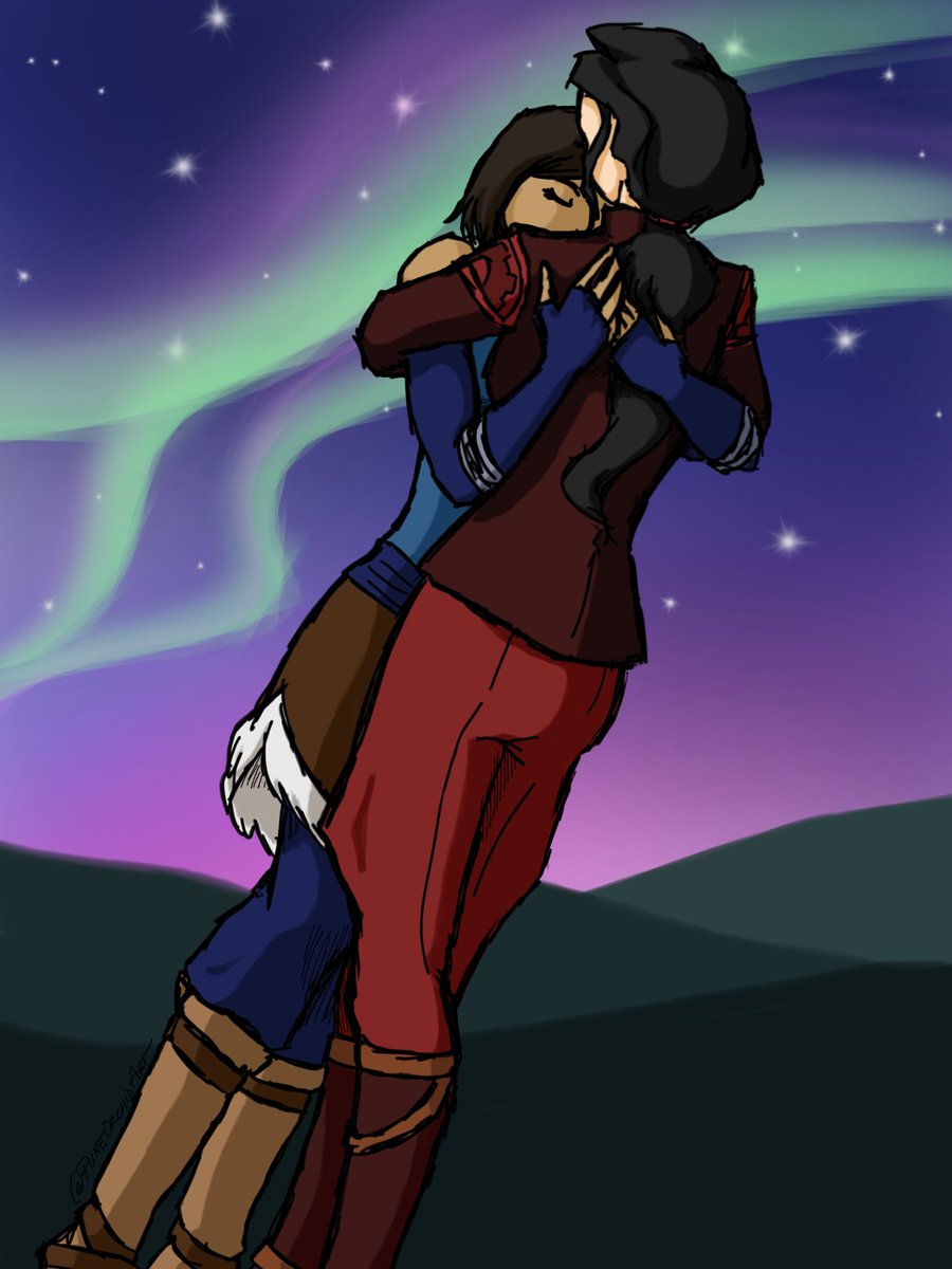 PureOrchidArt's tweet photo. finished my #LegendOfKorra #korrasami #fanart. look, i even did a background this time (cuz i love the spirit world colors) https://t.co/7MNQm4KuIn
