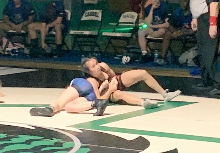 DragonWrestling's tweet photo. #bars4bayley gets the win at today's Oklahoma vs Texas Red River Rivalry #southlaketexas @SLCAthletics @WrstleLikeAGirl https://t.co/dOpzl3hVjw
