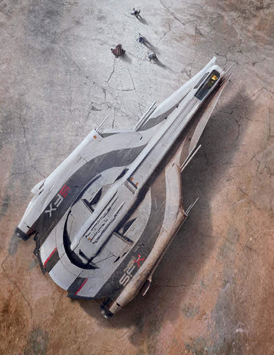 Hrungry's tweet photo. Hmm... 🧐
I wonder if this is just a different vessel than the "Mudskipper" or its replacement? 🤔
I will say, it's a pretty slick design, though I'm not sure "SFX" is going to fly. 😏
#N7Day #MassEffect #SFX #XT8 https://t.co/aKM5jb60db