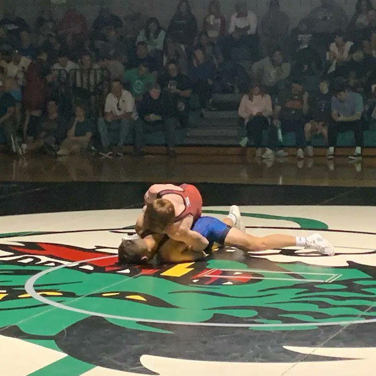 DragonWrestling's tweet photo. #PinItBennet gets the win at today's Oklahoma vs Texas Red River Rivalry #southlaketexas @CarrollHigh @CityofSouthlake https://t.co/6vEpmKtlsP