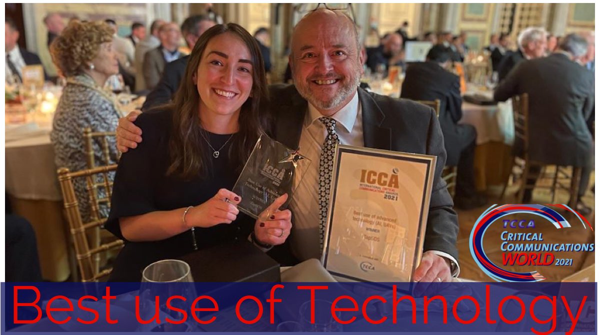We are pleased to announce that <a href="/Tap_SOS/">TapSOS</a> was awarded “Best use of Technology” at the International Critical Communications Awards (ICCA) 2021 in Madrid. 

It was a competitive category with <a href="/MotSolsEMEA/">Motorola Solutions | EMEA</a>, <a href="/SepuraPLC/">SepuraPLC</a> and <a href="/NECSafety/">NEC Software Solutions | Public Safety</a> as finalists. 

Special thanks to <a href="/TCCAcritcomms/">TCCA</a>