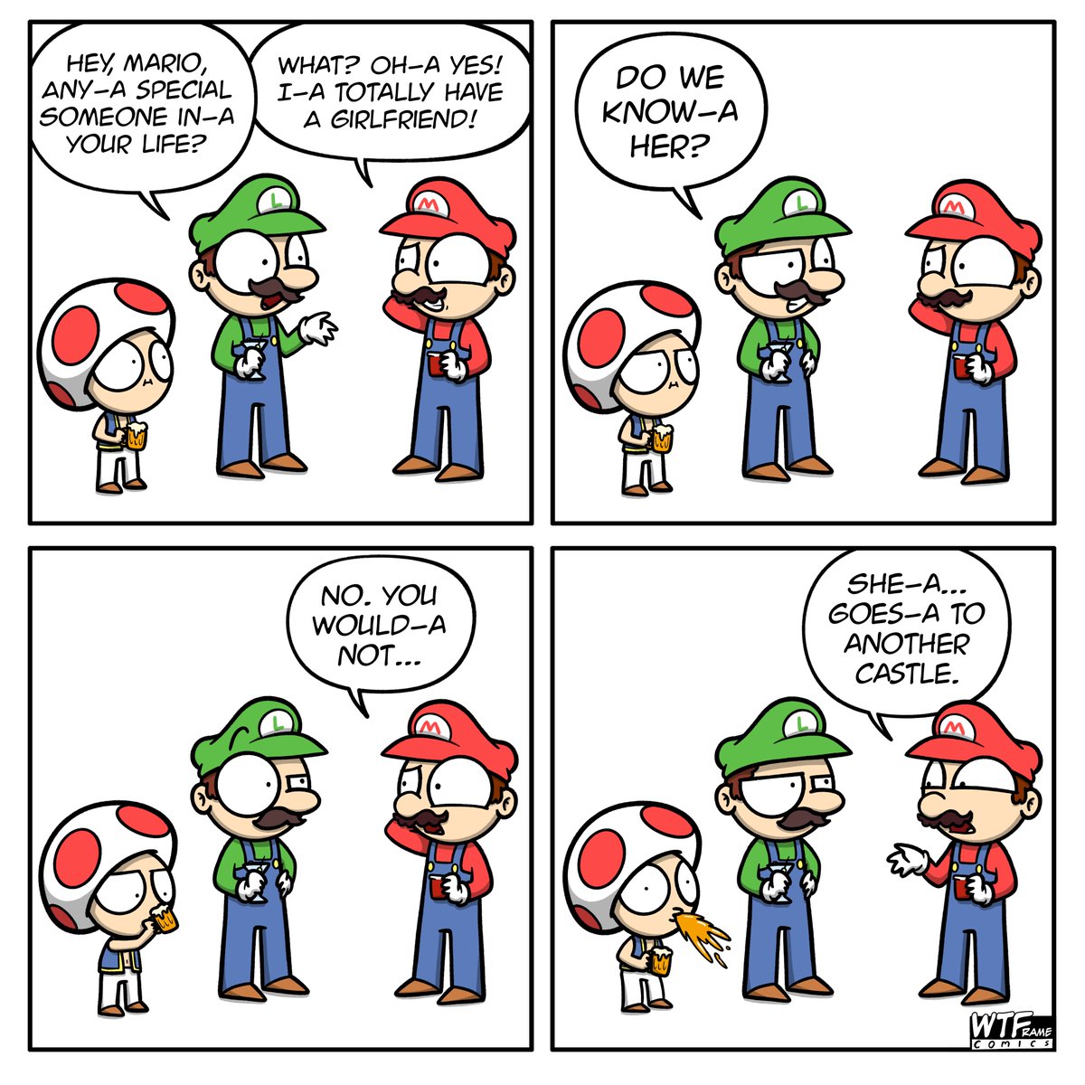 WTFrameComics's tweet photo. HEY MARIO!
#mariobros #supermario #mario #luigi #toadstool #toad #princesspeach #retrogamging #gaming #nintendo https://t.co/60oNF1Deor
