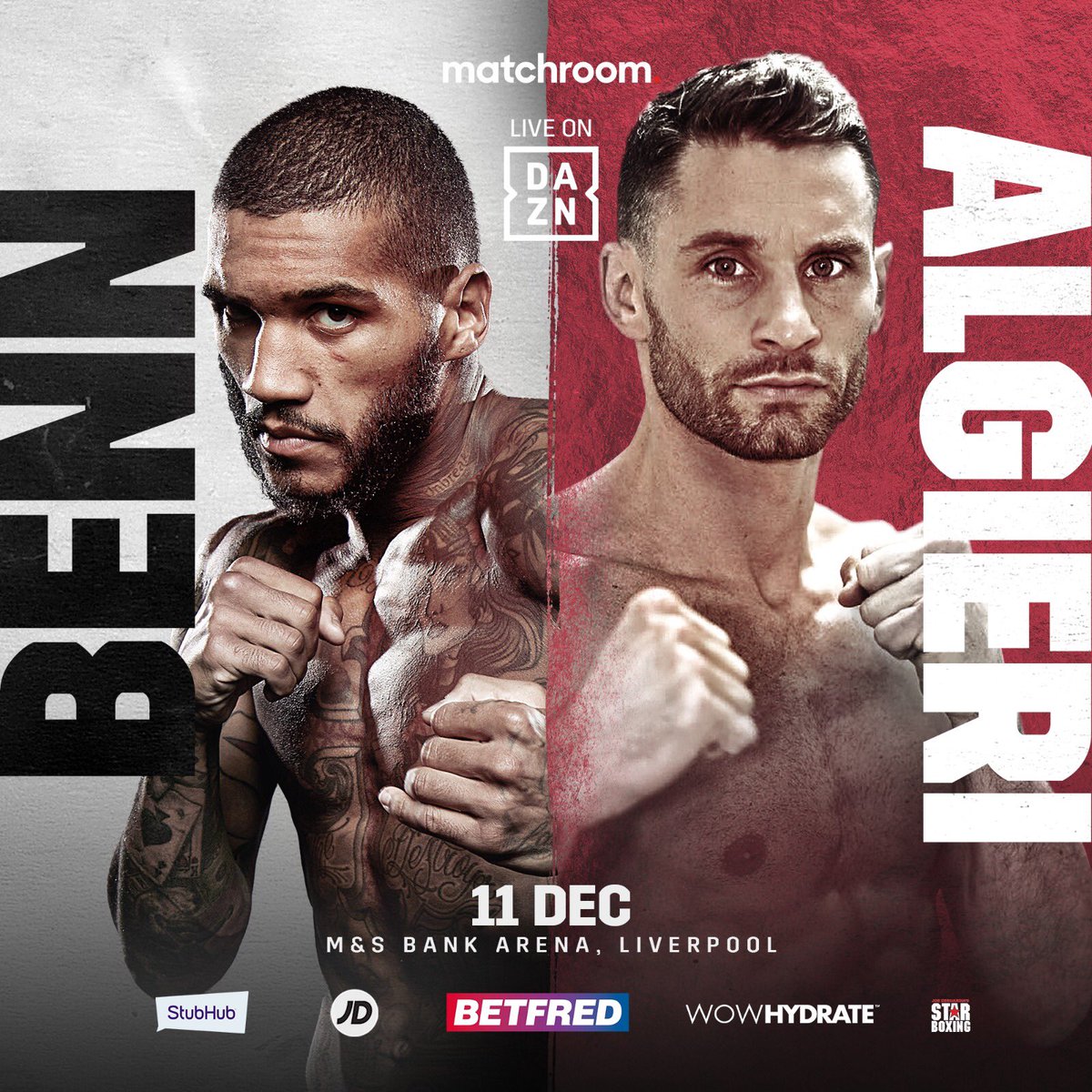 MatchroomBoxing's tweet photo. 𝗗 𝗘 𝗦 𝗧 𝗥 𝗢 𝗬 𝗘 𝗥 😤

@ConorNigel fights former World Champion @ChrisAlgieri in Liverpool, Dec 11 🔥 

#BennAlgieri @DAZNBoxing https://t.co/LpiAmgDBSY