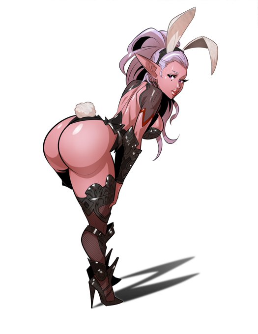 Here's #ecchi #commission belongs to #PumpkinEater of her #bunnygirl #OC showing up her #thicc #booty