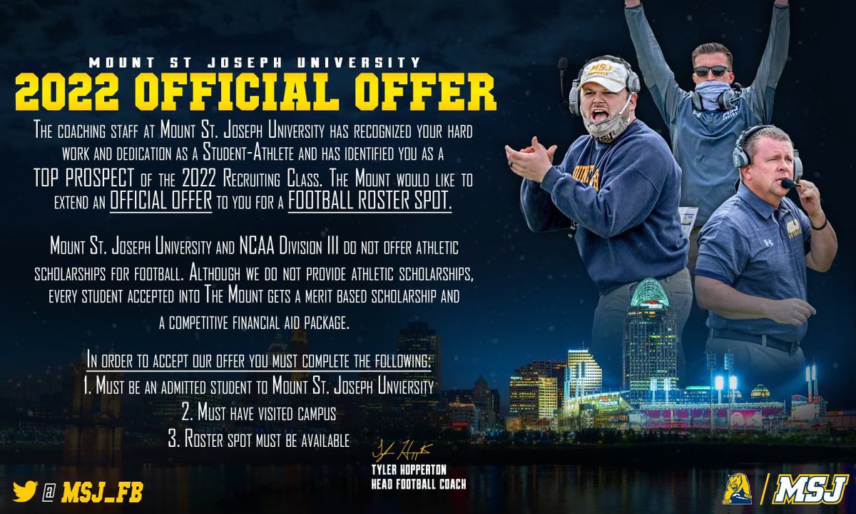 After a great talk with Coach Little, I’m blessed to receive an official offer from Mount St. Joseph! <a href="/CoachLittle7/">Lane Little</a> <a href="/CoachHopperton/">Coach Hopperton</a> <a href="/CoachHeidrich/">Adam  Heidrich</a> <a href="/CalebCorrill/">Caleb Corrill</a> <a href="/coachtmsj/">Rick Thompson</a>
