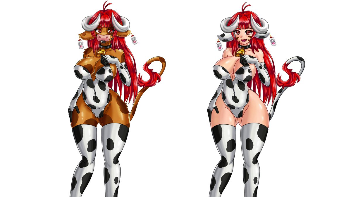 NyoDraws's tweet photo. I was looking through some of my older art and I realised ive drawn a bovine version of Sophie 4 times now, but each has been interspersed that I think it really shows the progress I have made XD. 1st May2016,2nd Mar2020,3rd Dec2020,4th last week! https://t.co/X68XE59nby
