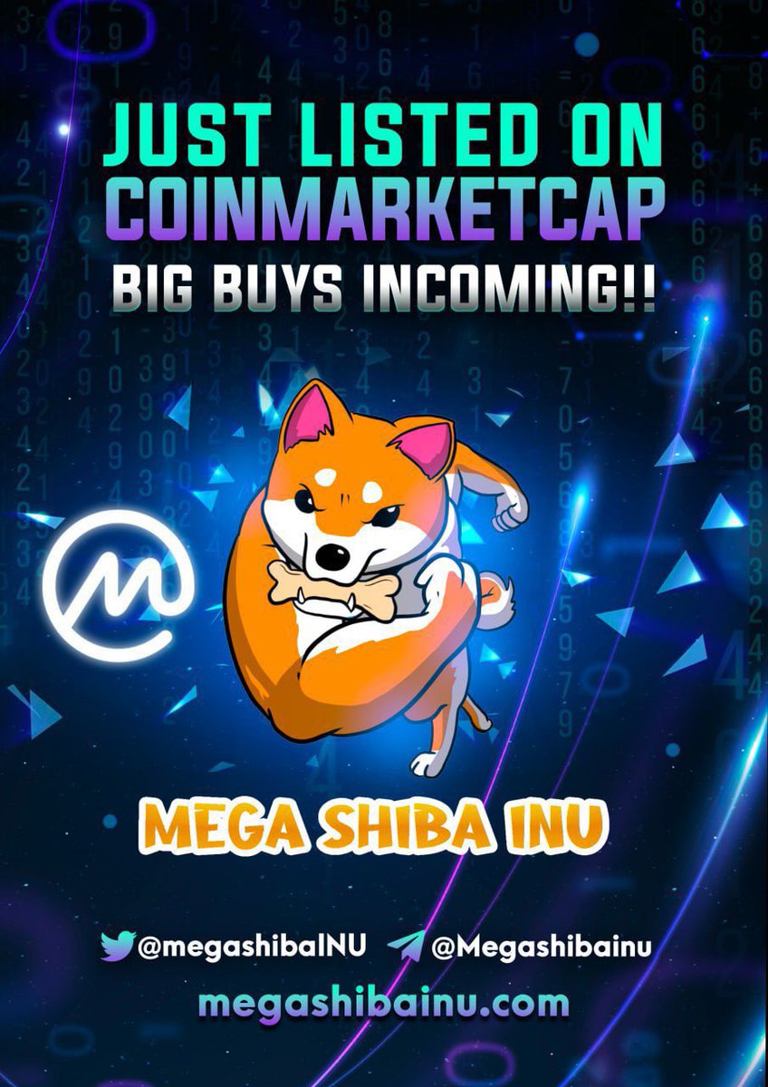 ✨MegaShibaINU✨

Stay tuned and be a whale🐋

🔥 Listed at CMC🔥
📈880 holders 
⏰Less than 4 days old 
💰7m mc currently 
🖥NYC billboard

<a href="/MegashibaINU/">MegaShibaInu</a>
Telegram link t.me/Megashibainu