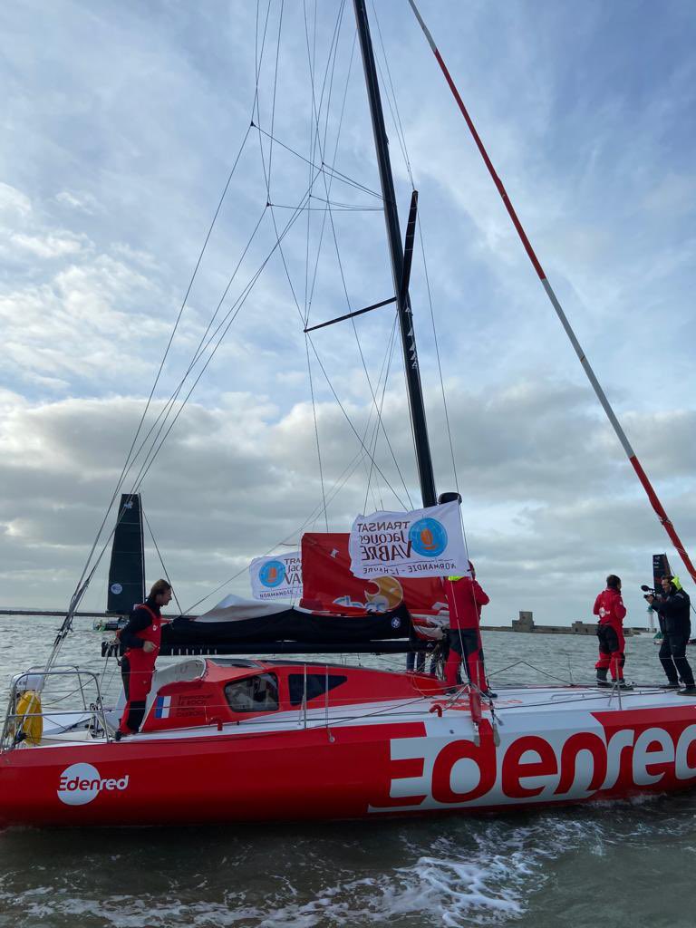 Bon vent 💨 @QuirogaPierre et Manu de @TeamEdenred pour cette @TransatJV sur ce magnifique bateau 🤩 

…et go  @FabriceAmedeo en @ImocaGS !

#TransatJacquesVabre #RouteDuCafé