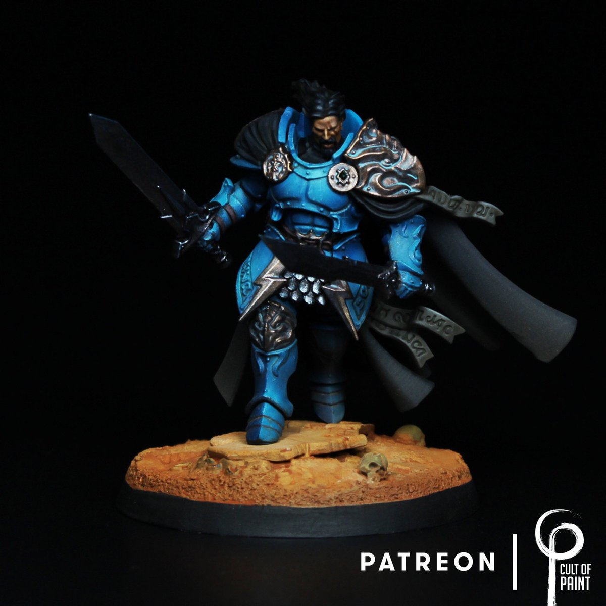 hennsteele's tweet photo. + Alkor Wrathborn, The Blackfire, Lord Commander of the Celestial Vindicators +
Painted for work, a real joy, I wanted to go for a Persian blade master vibe, whole process is on @cultofpaint Patreon. #stormcasteternals #aos #celestialvindicators https://t.co/ZtXMQKmEp2