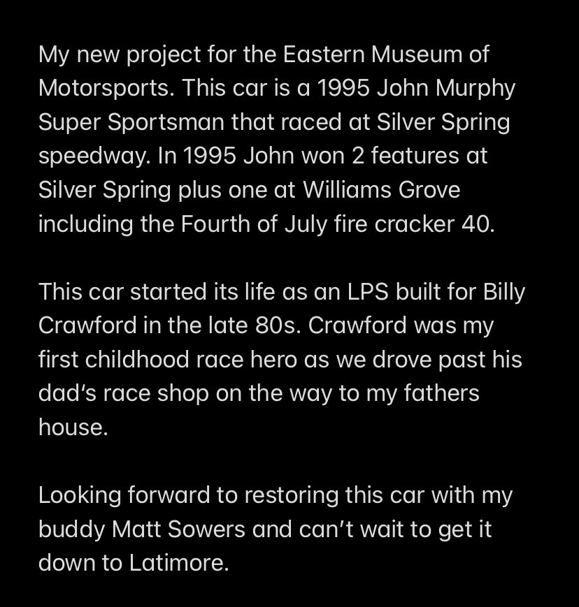 garshorace's tweet photo. My new project for restoration. A 1995 John Murphy Super Sportsman. Can’t wait to get some track time with the #EMMR in this thing. https://t.co/GkK2tnDV1A