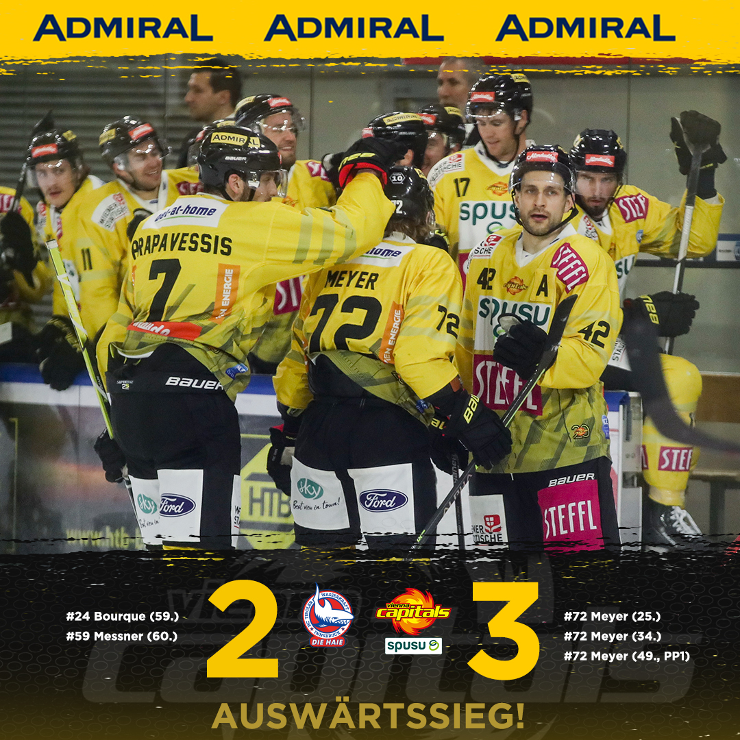viennacapitals's tweet photo. Unsere @spusu_at Vienna Capitals ziehen den Haien die Zähne und feiern den sechsten Sieg in Serie! 💪

#HCIVIC https://t.co/lLcNuMlzCJ