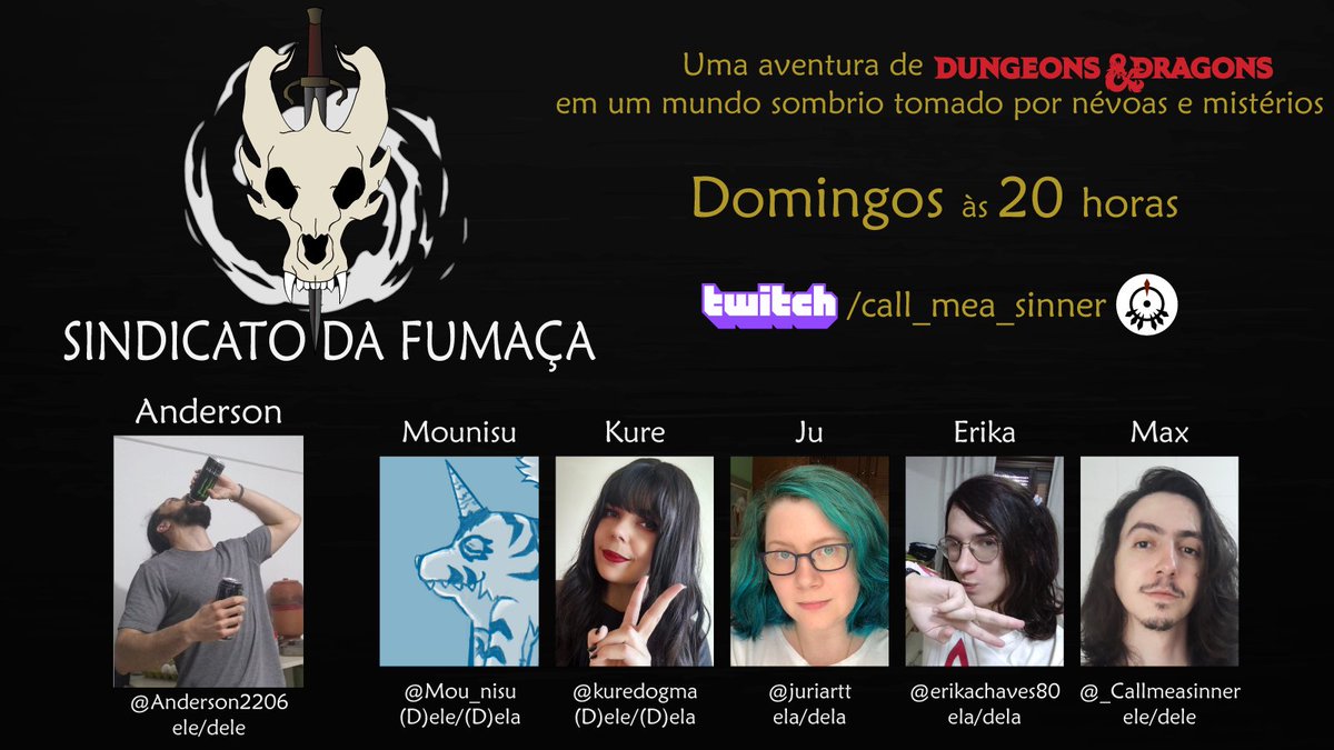 GVirgilium's tweet photo. Após o ataque ao dirigível, o grupo se encontra exausto! Elise luta contra seus medos para guiar os trabalhadores do maquinário, Jack se agarra a própria vida após ser atacado e Anelissa usa suas últimas forças para impedir o monstro do Enforcamento. 

#dnd #TwitchTVGaming #dnd5e https://t.co/KRYuzvlrXT