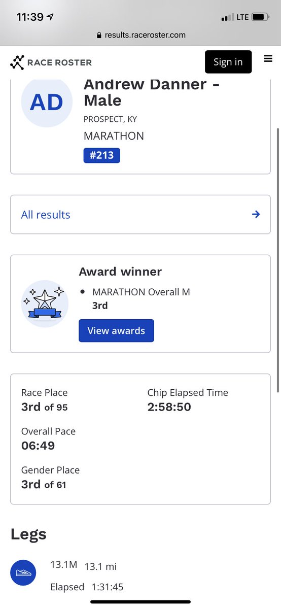 All in all a good day on the roads. 3rd place overall, ran under 3 hours when my stunted training would indicate I had no business even running 26.2, much less running that time. I benefited from great family support and an awesome coach. Great event <a href="/Bg262/">bg26.2</a>