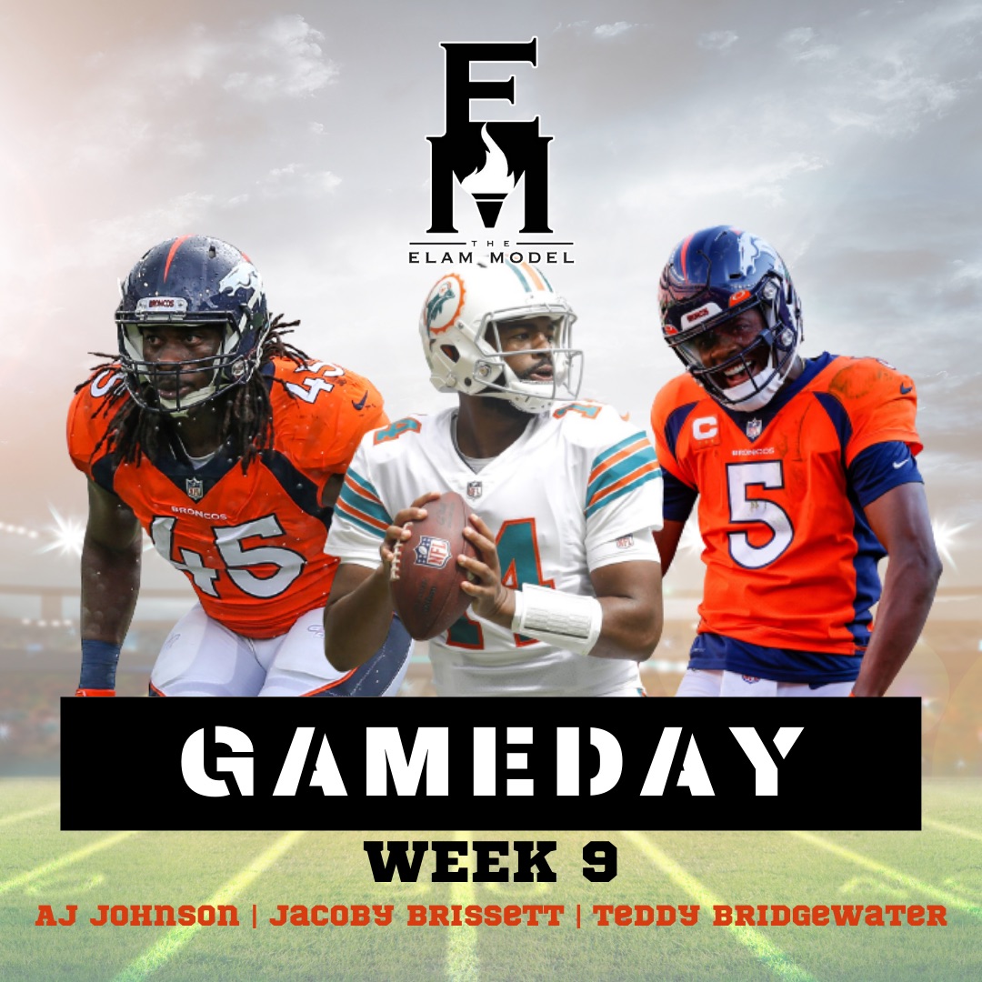 TheElamModel's tweet photo. We’re already tapped in to Week 9‼️ Let’s get it @Alexander_CB45 @JBrissett12  @teddyb_h2o 

#NFL #nflfootball #broncos #denverbroncos #dolphins #miamidolphins #denver #miami #qb #linebacker #chiefbeast #alexanderjohnson #jacobybrissett #teddybridgewater #littlebearteddy https://t.co/rECTxqa3ye