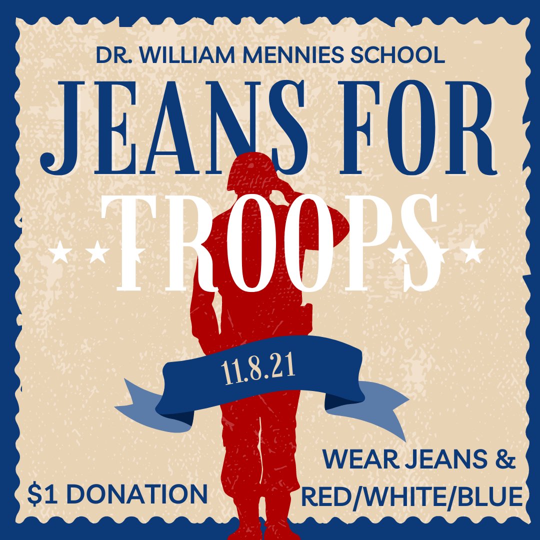 🇺🇸#Jeansfortroops day on Monday 🇺🇸 #menniesmarvelousfriends #VeteransDay #schoolspirit
