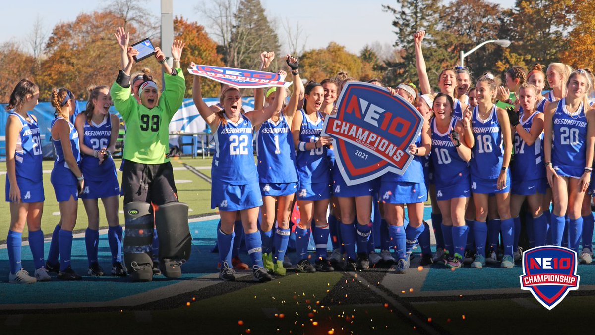 TheNortheast10's tweet photo. 𝐍𝐄𝟏𝟎 𝐂𝐇𝐀𝐌𝐏𝐈𝐎𝐍𝐒🏆

Top seed @assumption_fh takes down No. 6 Adelphi 3-2 to clinch their first-ever NE10 Championship!

Goalkeeper Kylie Gargiulo was named the Most Outstanding Player after making 10 saves in the win!

#NE10EMBRACE #NCAAD2 https://t.co/fIwrOslkh6