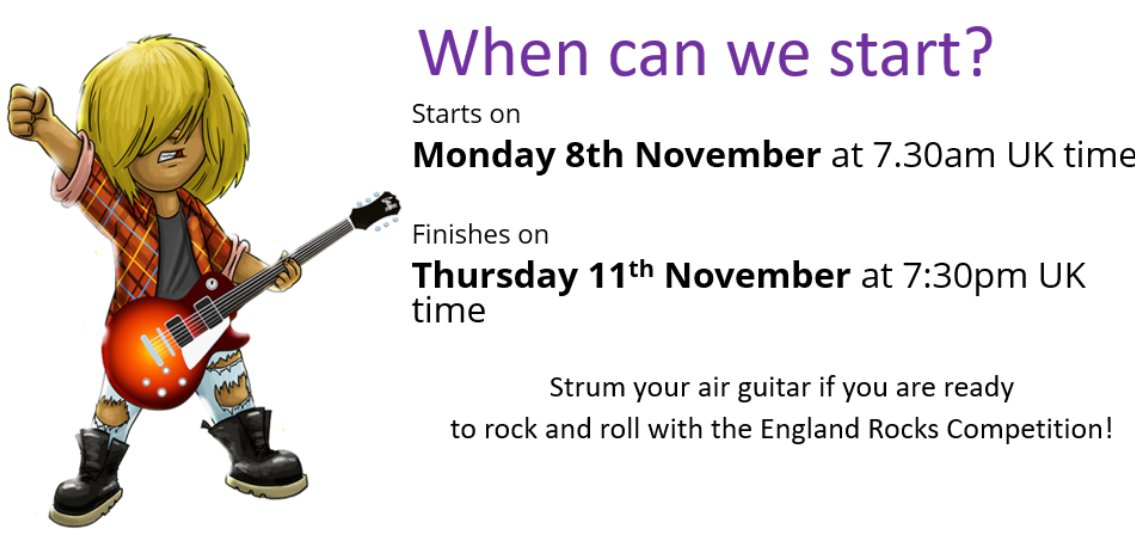Peelparkyear3's tweet photo. Our school is taking part in the #TimestableRockstar competition 'England Rocks'. Every correct answer means a point for our class/school. There are prizes for the Top three Primary Schools and lots of certificates to be won. #peelpark https://t.co/ZFN6rIzroB