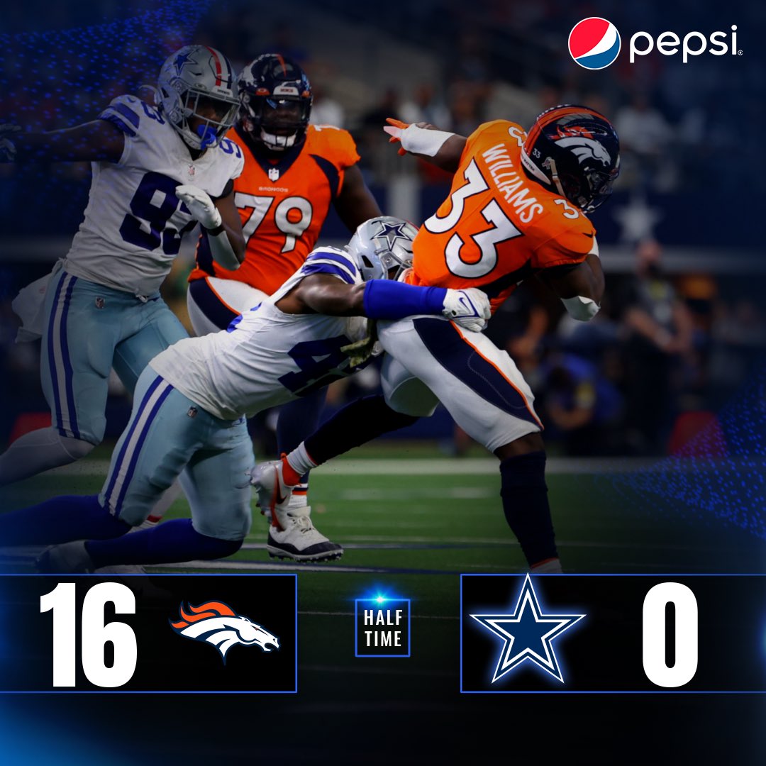 dallascowboys's tweet photo. Halftime 

#DENvsDAL | @pepsi https://t.co/vbN9Wr8qZa