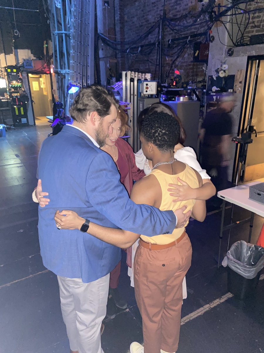 CaroleeCarmello's tweet photo. Last day @Paper_Mill with these talents! #preshowhuddle #songsforanewworld #livetheater @andrewkober @romanwbanks @MiaPinero https://t.co/8ITOi5NQby