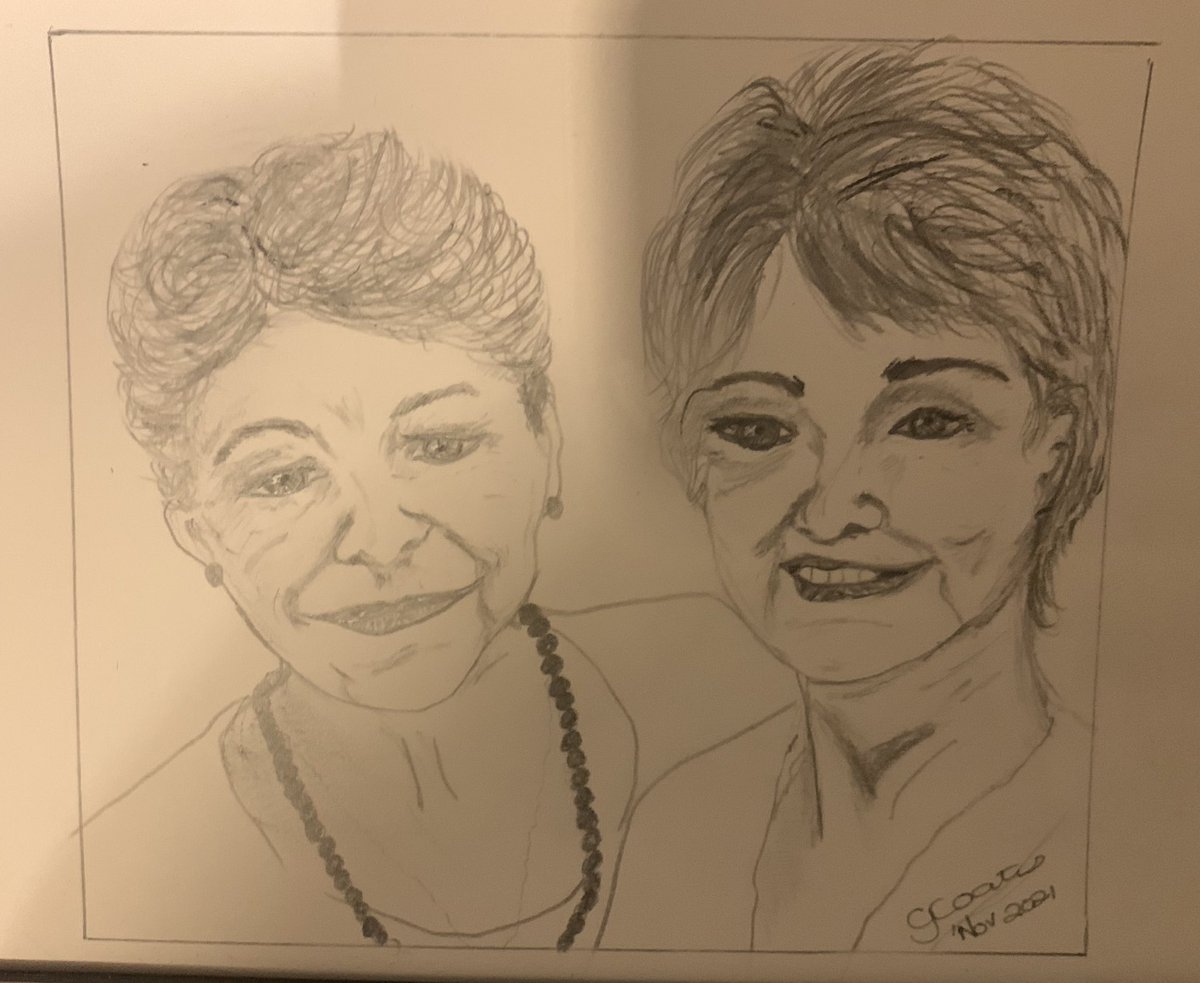 When you have no idea what to get your Aunt for her 90th birthday. Decided to draw her a birthday card that she can frame. #gorgeoussisters #glamorousgrannies #beautifulat90