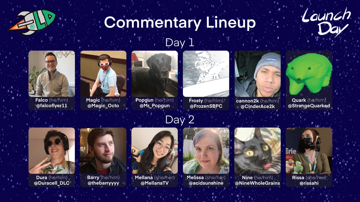 Excited to announce the commentary lineup for Launch Day!

Pretty stacked cast coming up next weekend, eh?

See (or… hear?) them all in action at twitch.tv/iplsplatoon on November 13th and 14th!