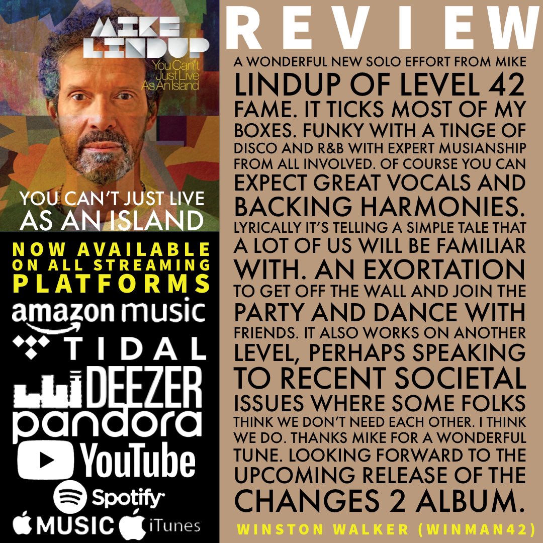 WinMan42's tweet image. My review of the new single from @MikeLindup of Level 42. #mikelindup #level42 #changes2
