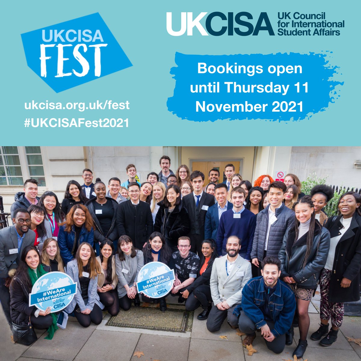 📢 Update #UKCISAFest2021: Bookings extended until 11 November 2021!

🎫 Book your place here: ukcisa.org.uk/fest

#UKCISAFest2021 #UKCISA #WeAreInternational