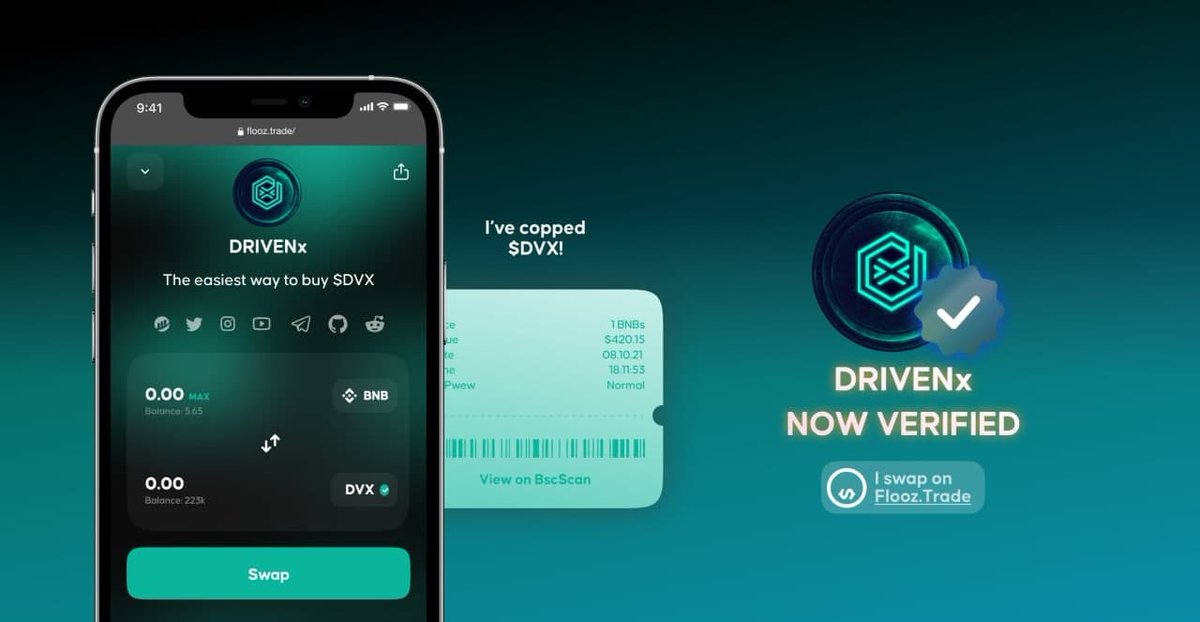 DRIVENecosystem's tweet photo. DRIVENx is now verified on @sya_flooz, and you can now purchase DVX with FIAT directly from our home page 💸

Please let us know what you think of this fantastic feature 🔥❤️

https://t.co/hUfA6rSpPX

#DRIVENx #DVX https://t.co/dvASrDatxw