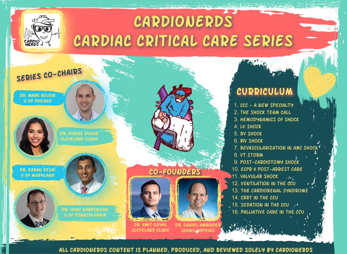 CardioNerds's tweet photo. Another fantastic #CCC recording on #RVshock with @RyanTedfordMD‼️
Featuring @pablosanchezcas @MarkBelkinMD @karanpdesai @Dr_DanMD @AmitGoyalMD
CC: @MUSCCardFellows @UM_Cardiology @UCCardsFellows @hopkinsheart @CCFcards @StanfordMed
https://t.co/WfxPoTCaxh https://t.co/DWvYKLIYhR