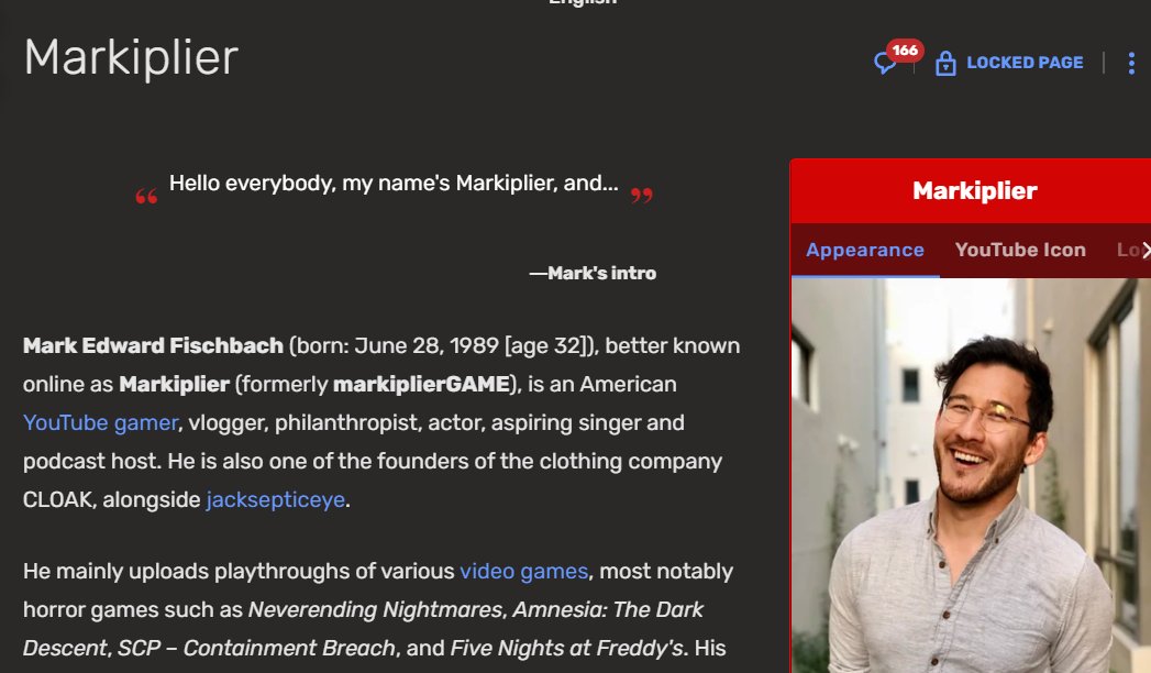 akw0531's tweet photo. Depending on how recognizable and successful Youtubers are, wikis are a great way to collect data. It helps get a brief bio of the creator, their successes, their downfall, and more! #engl318mu https://t.co/bnQkHOWR0z
