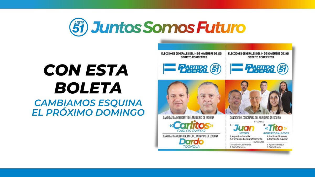 carlitosoviedo's tweet photo. Tenemos una oportunidad histórica de iniciar un camino de PROGRESO y DESARRROLLO para nuestra ciudad. Hagámoslo JUNTOS, el próximo domingo acompañanos con tu voto 🗳️ #Lista51 🇦🇷 https://t.co/gROIUd2e18
