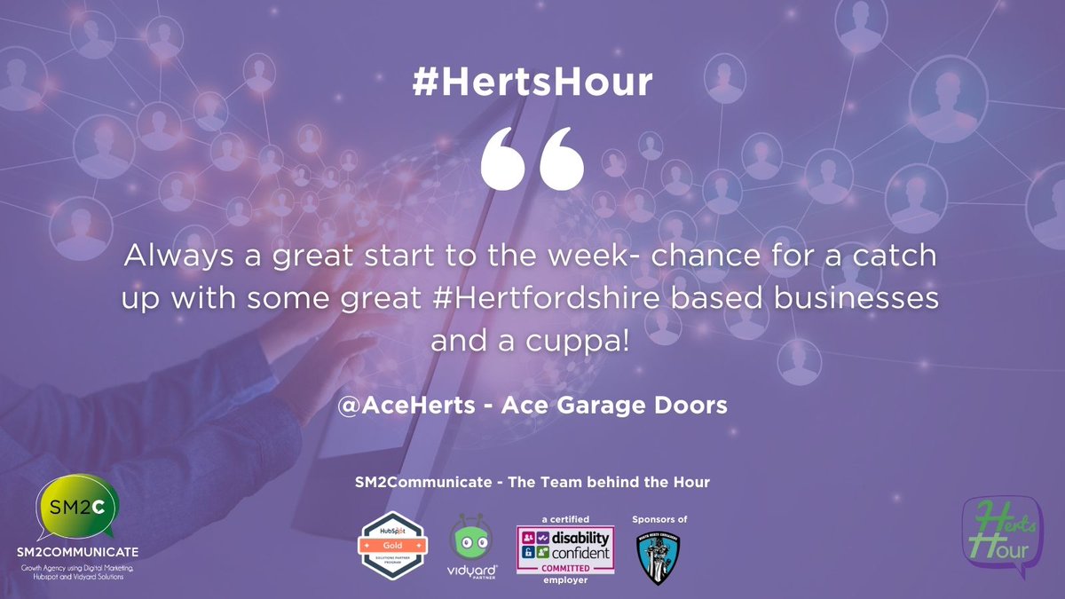 HertsHour's tweet photo. Join the #HertsHour community and make great business connections for an hour every Monday (excluding Bank Holidays).
Thank you @AceHerts for the quote
Want to learn more? https://t.co/vJsTl8iWIm
or say hello@sm2communicate.co.uk https://t.co/EOkarfvteX