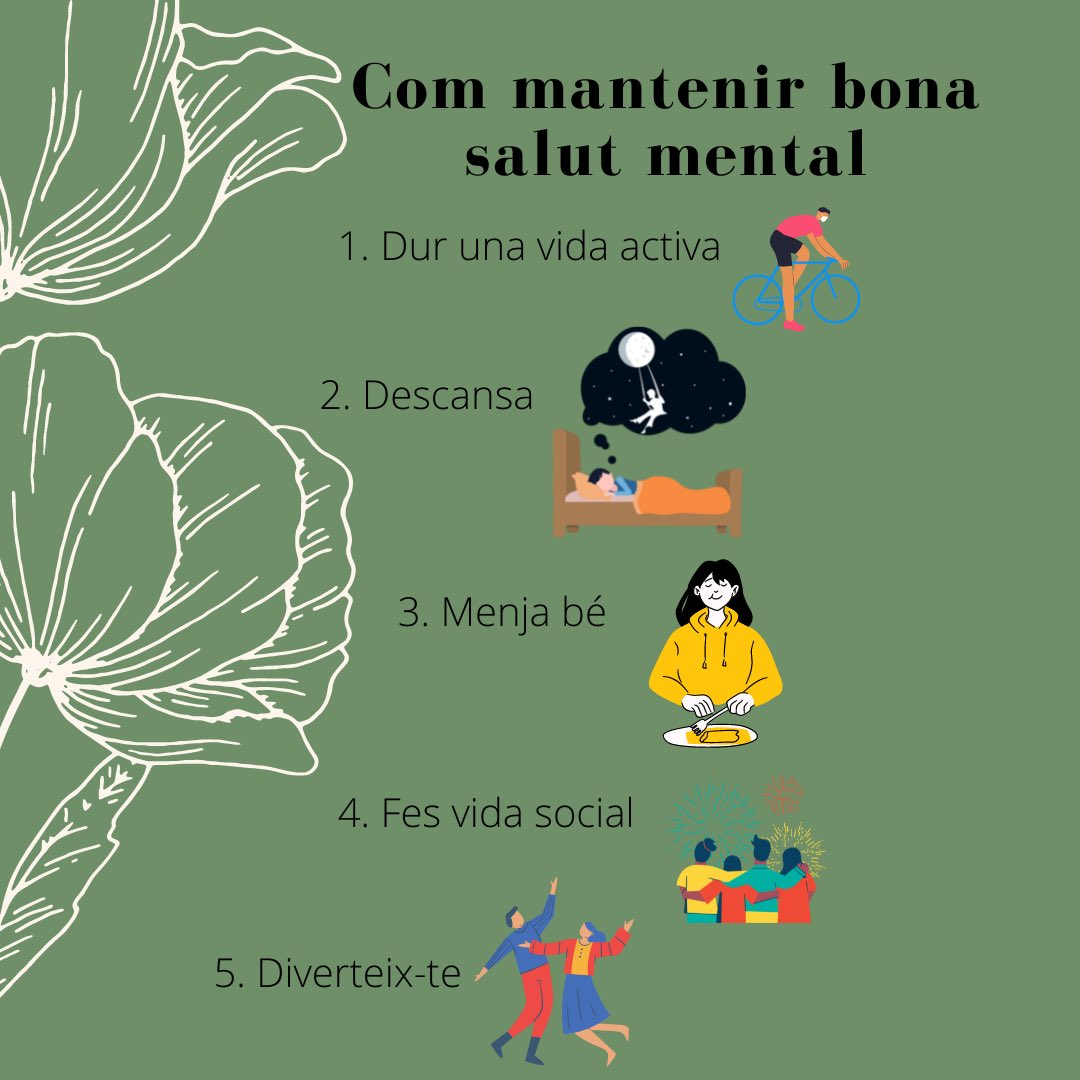 habitsaludables's tweet photo. La salut física és molt important, però amb aquest post volem recordar també la gran importància de la salut mental. La salud mental és rellevant en totes les etapes de la nostra vida, des de la infància i l'adolescència fins a l'edat adulta.
#22121_uib @EFsaludable_UIB https://t.co/49e9YE9k0h