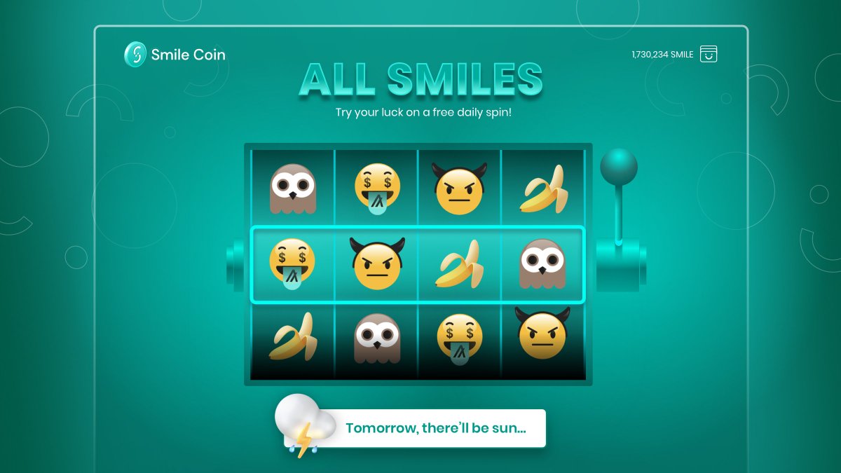 📢 We're excited to announce our dApp will launch with no-loss games including Slots and Lotto!🎰

The scale and simplicity of <a href="/Algorand/">Algorand</a>⛓️ enabled #SmileCoin to develop casino-style games to empower our community to play and earn for free. LFG 🥂😁

#defi #algo #dApps $SMILE