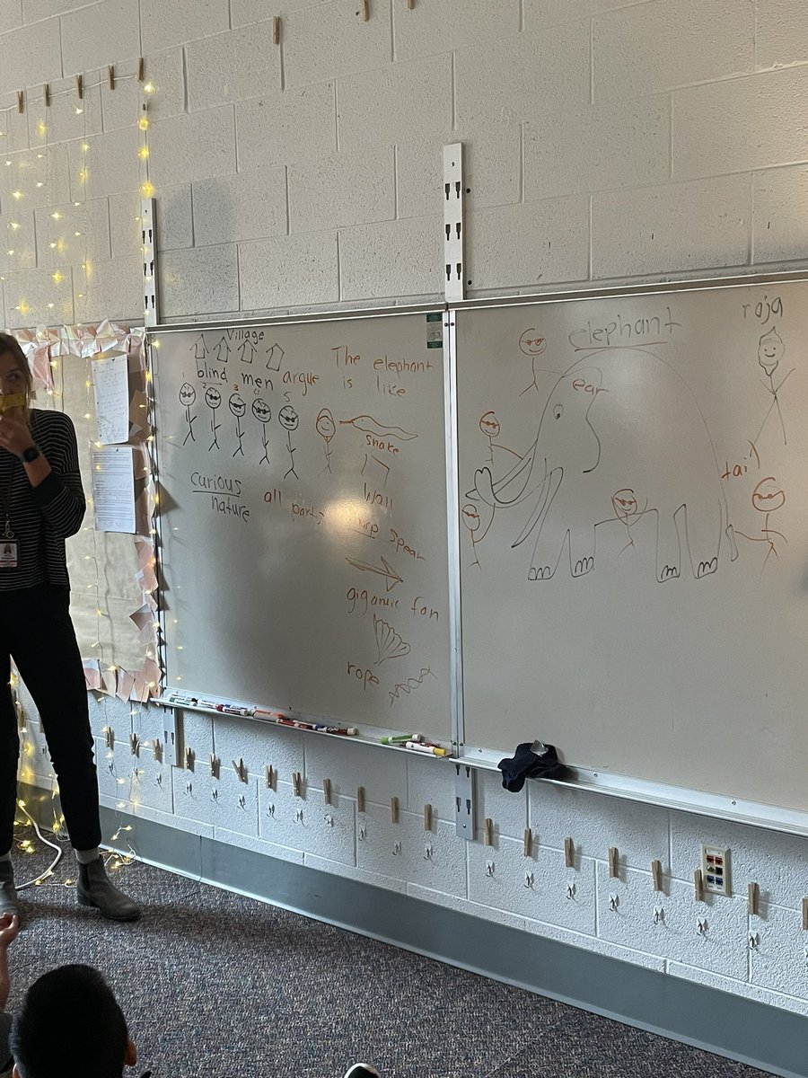 Students <a href="/ChristenberryCS/">Christenberry Elementary</a> learning about perspective by actively engaging in story listening of “The Three Blind Men and the Elephant”. Look at ALL this scaffolding that is being used to make this story comprehensible! <a href="/KCS_ELL/">English Language Learners of KCS</a>