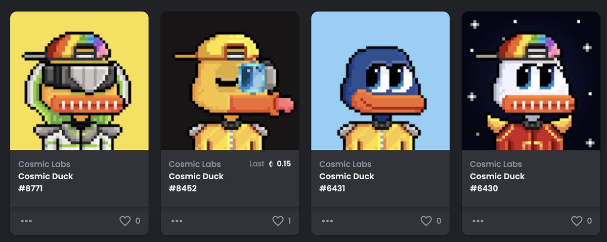kapo_xyz's tweet photo. Got me some Cosmic ducks by @CryptoCastell . Team is incredibly talented, cant wait for whats yet to come. Check @CosmicLabsNFT2 floor here; https://t.co/1wnHDGuB6J
#OG300 #QUACK https://t.co/YiCmSdy1RR