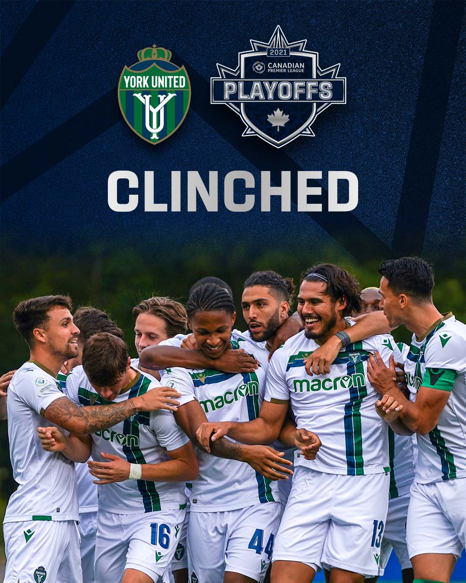 CPLsoccer's tweet photo. 4/4✅

@yorkutdfc have clinched the final #CanPL Playoff spot https://t.co/rzz6LxIUgx
