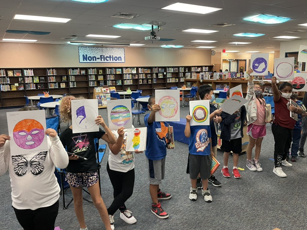 NHBookinBroncos's tweet photo. Our K-3rd grade students learned about Lucha Libre during Hispanic Heritage Month and designed their own Luchador Mask. #ElementaryLibrarian #neisdlibs #bookinbroncos @NorthernHillsES https://t.co/uCqL6KqJdp