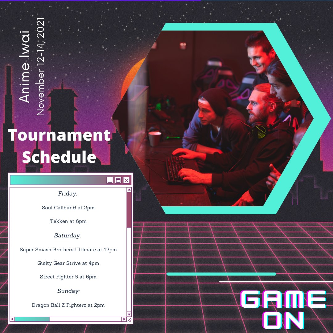 anime_iwai's tweet photo. GAME ON!
You wanted tournaments, well we are bringing you tournaments this year for #AnimeIwai. All tournaments are $5 entry with the exception of #supersmash, which is $10. See you next weekend! 

#animeiwaievo #mizucon #events #videogames #tournaments #soflo #otakufest https://t.co/WpQrphkxrI
