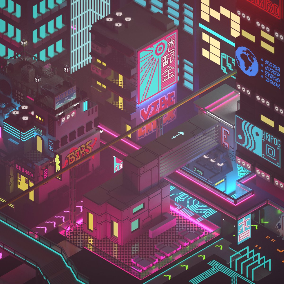 Freshly baked Neon city district. 
Go grab it.
opensea.io/collection/kri…
#NFTdrop #nftart #nft